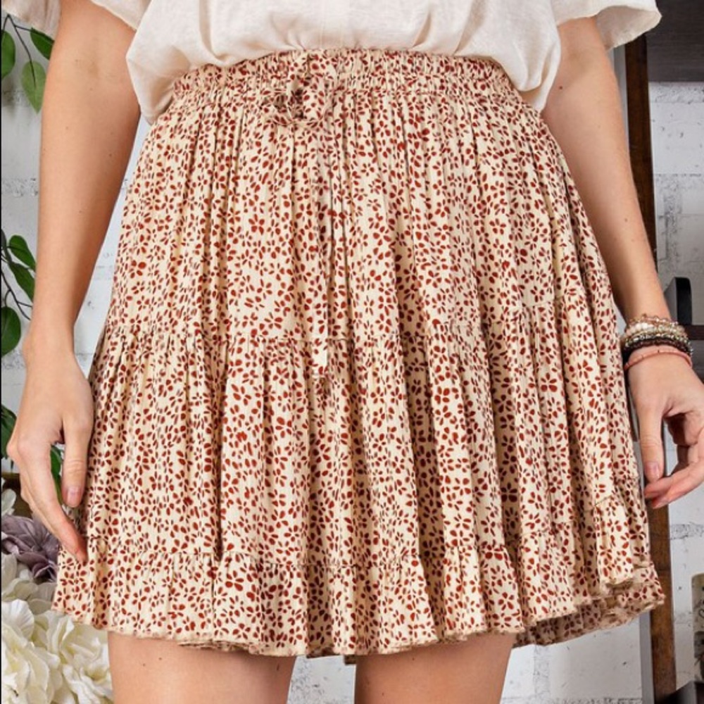 Floral Print Ruffled Mini Skirt - Picture 5 of 6